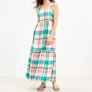 LOFT Colorful Plaid Maxi Dress